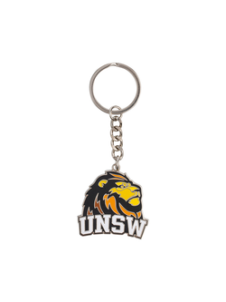 Silver backed UNSW lion mascot keyring in full colour