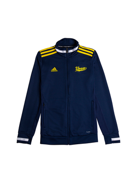 UNSW x Adidas Jacket ladies in navy blue with yellow stripes and logo