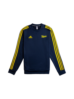 UNSW x Adidas Navy blue jumper with yellow stripes and logo