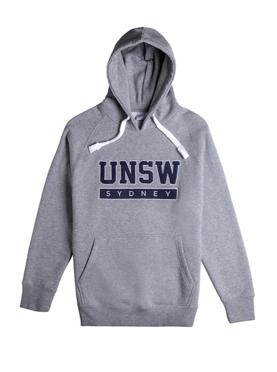 UNSW Block text hoodie in grey and navy