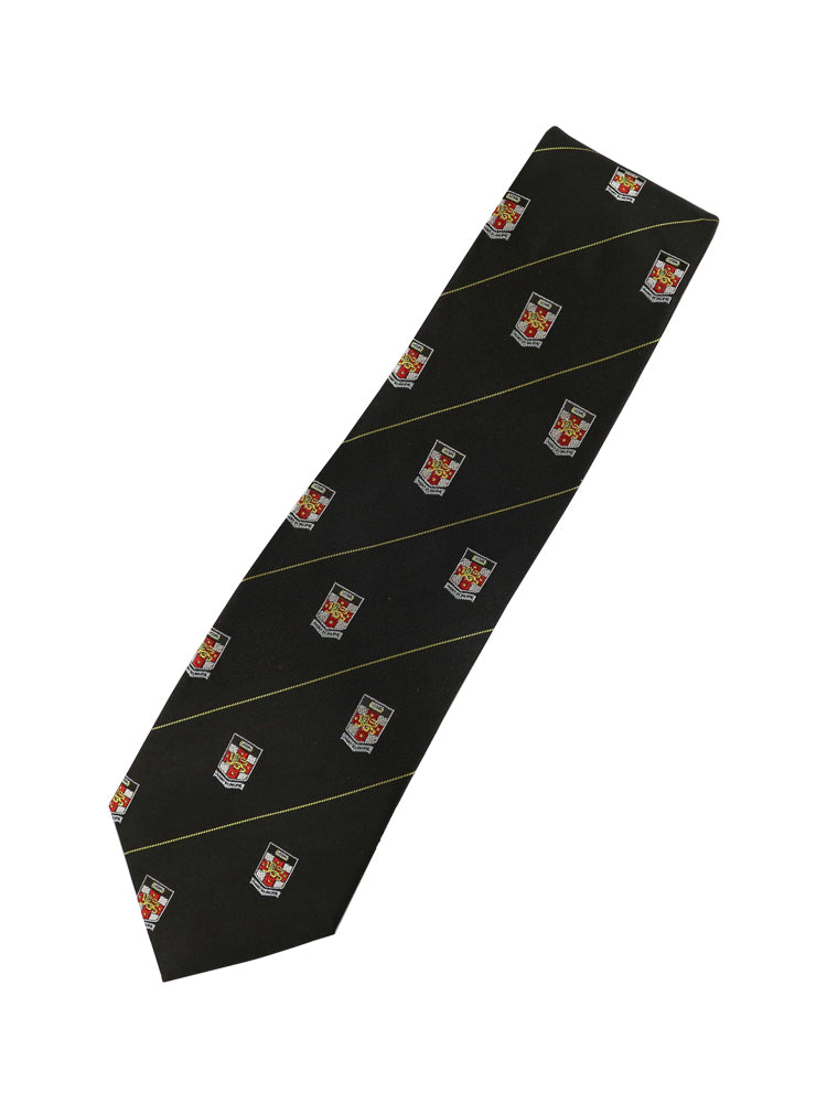 UNSW Silk Tie in black with a repeat pattern of the logo - black