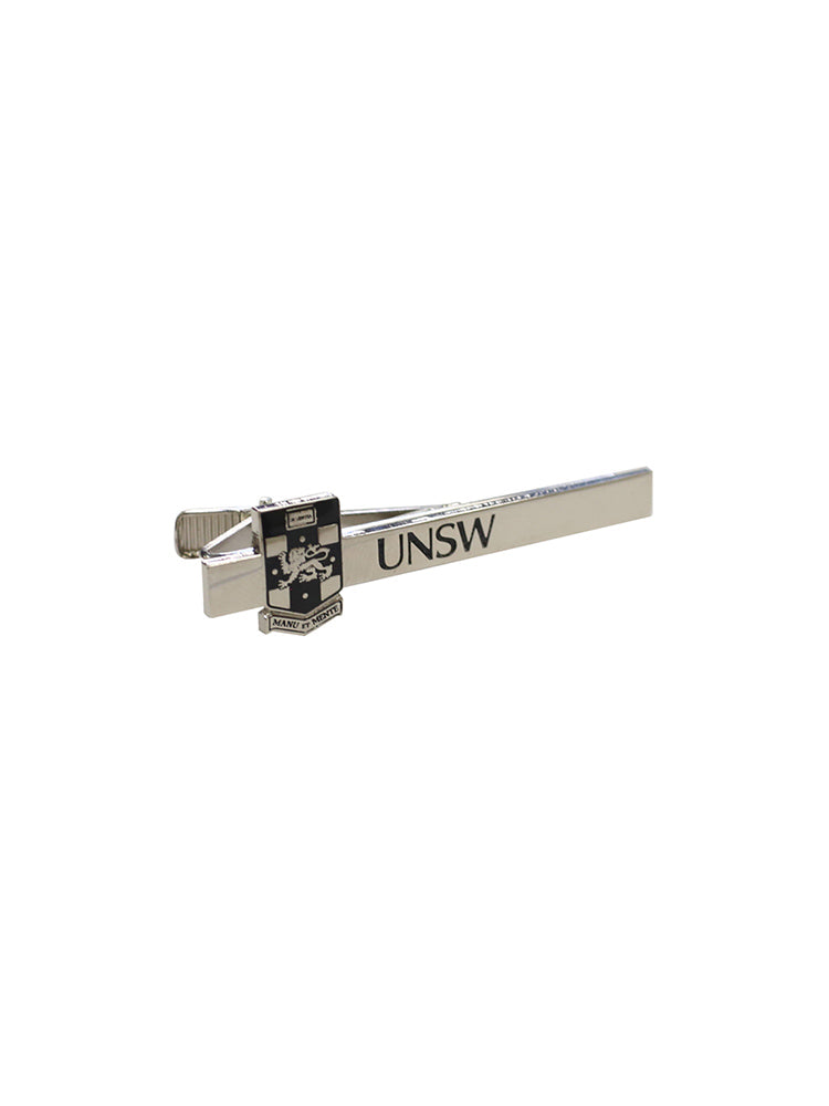 Gold or silver tie bar the the UNSW logo and lettering - silver