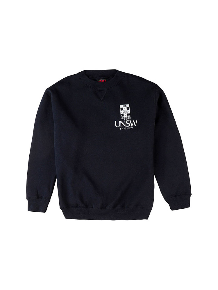 Navy Essentials Crew Neck with a white UNSW logo on the breast 